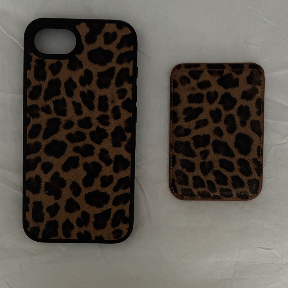 Leopard Print Magnetic Phone Case and Card Holder